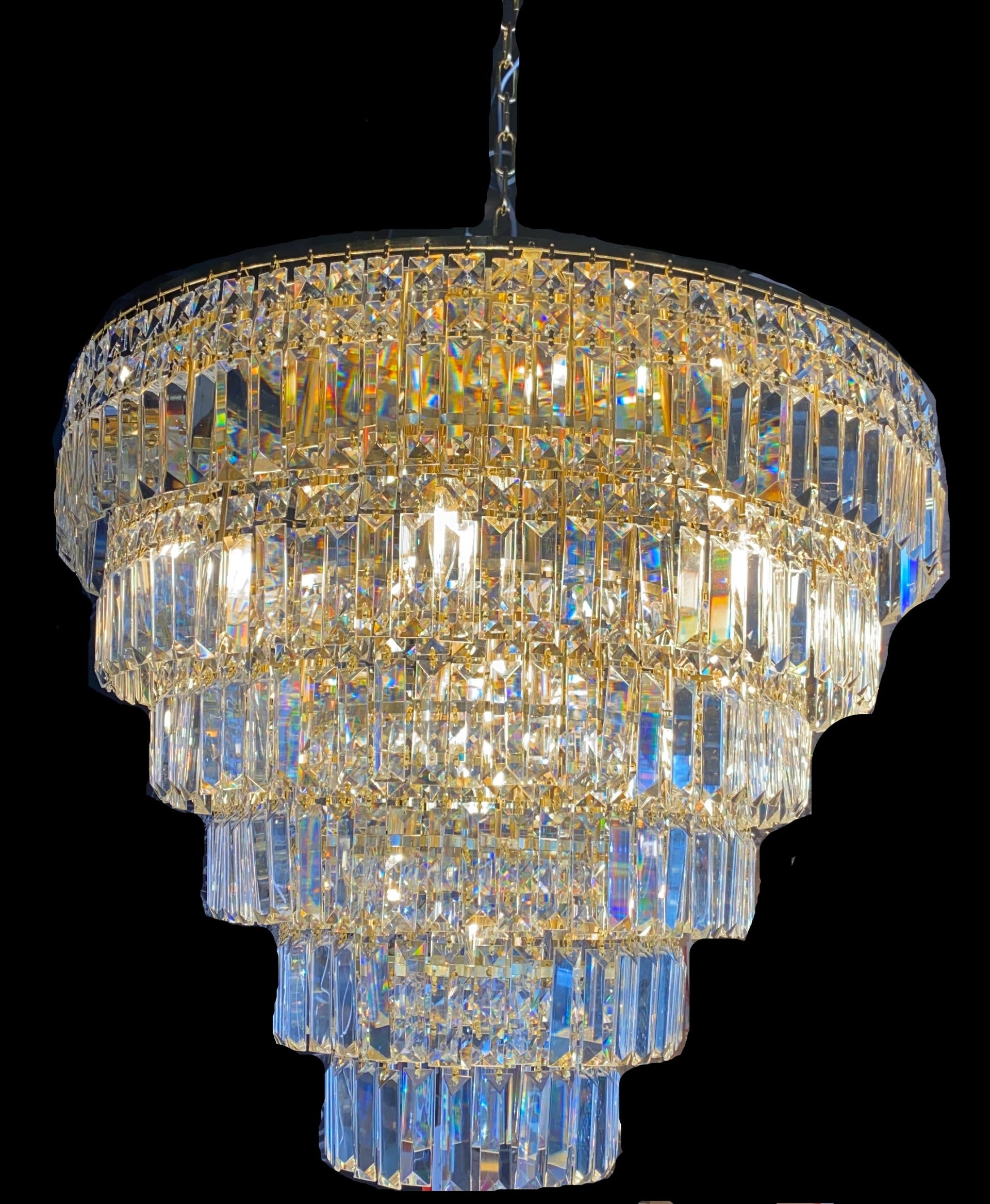 Round Chandelier 28" Wide Clear Crystal Flush mount