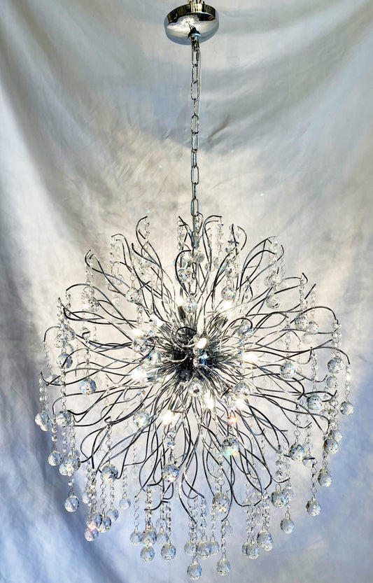 Chandelier 30" Wide Chrome Crystal Pendant Light - Spot Light Inc