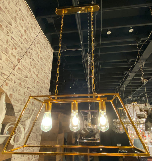 Linear Gold Chandelier 3-Light - Spot Light Inc