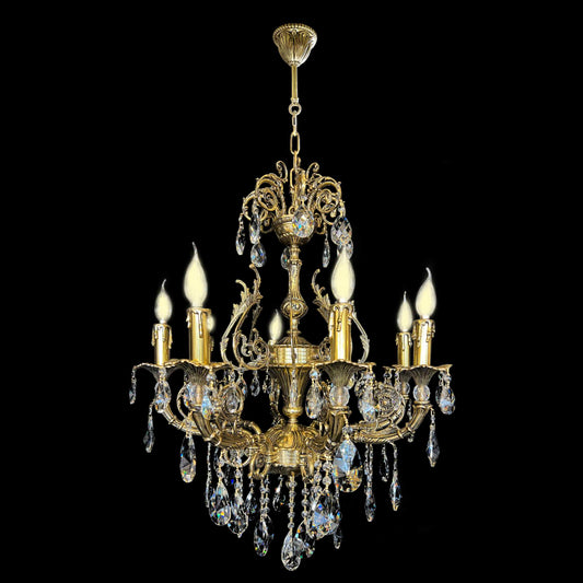 Handmade Brass 27" W Crystal Copper Chandelier