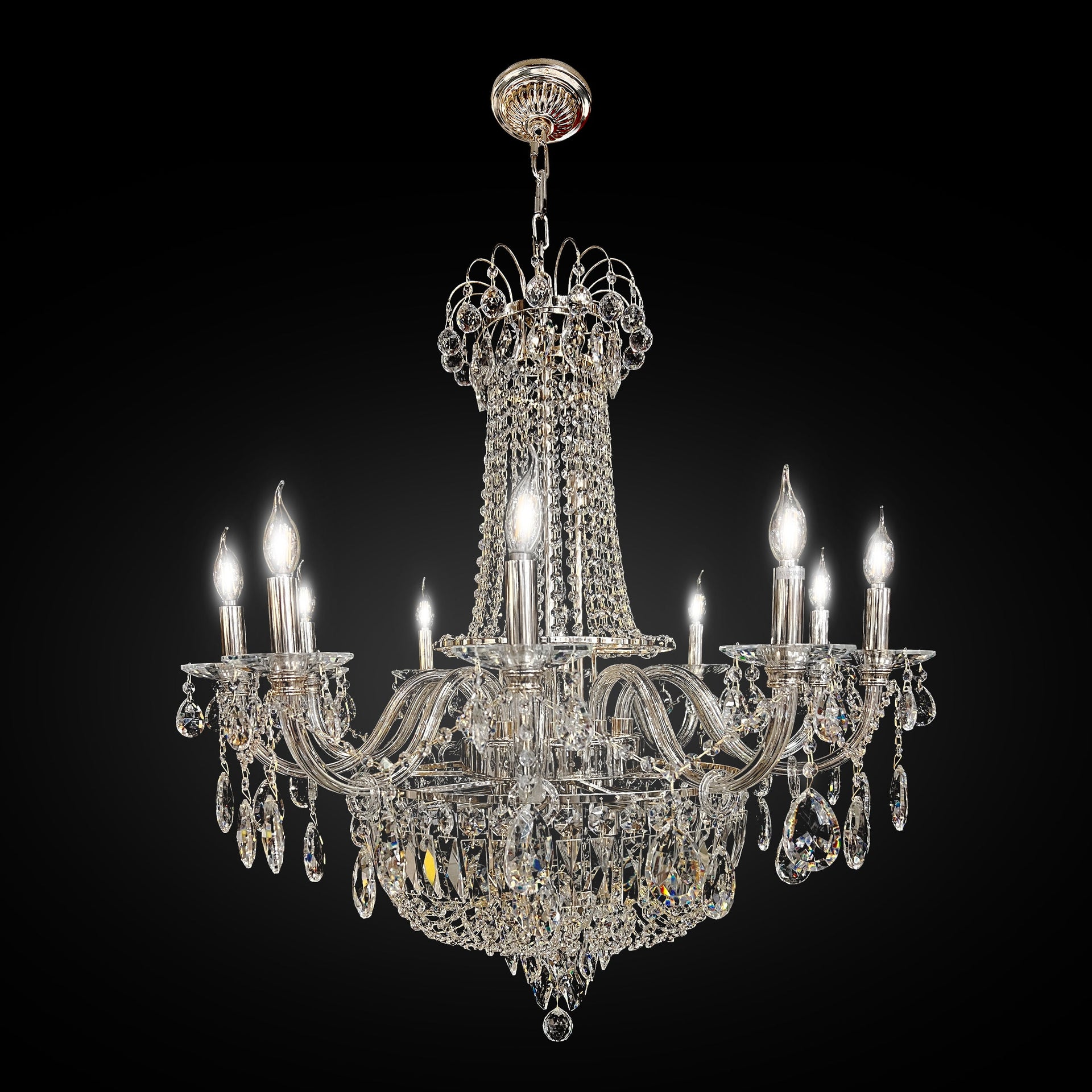 Chandelier 20- Lights 35" Wide Crystal Chandelier Chrome Finish