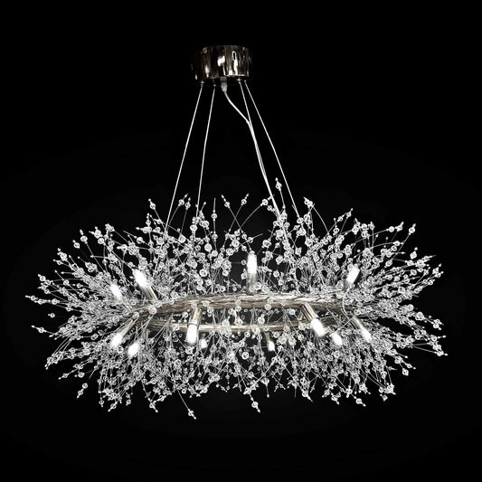 Firework Crystal Chandelier stainless steel Chrome Pendant Ceiling Light - Spot Light Inc