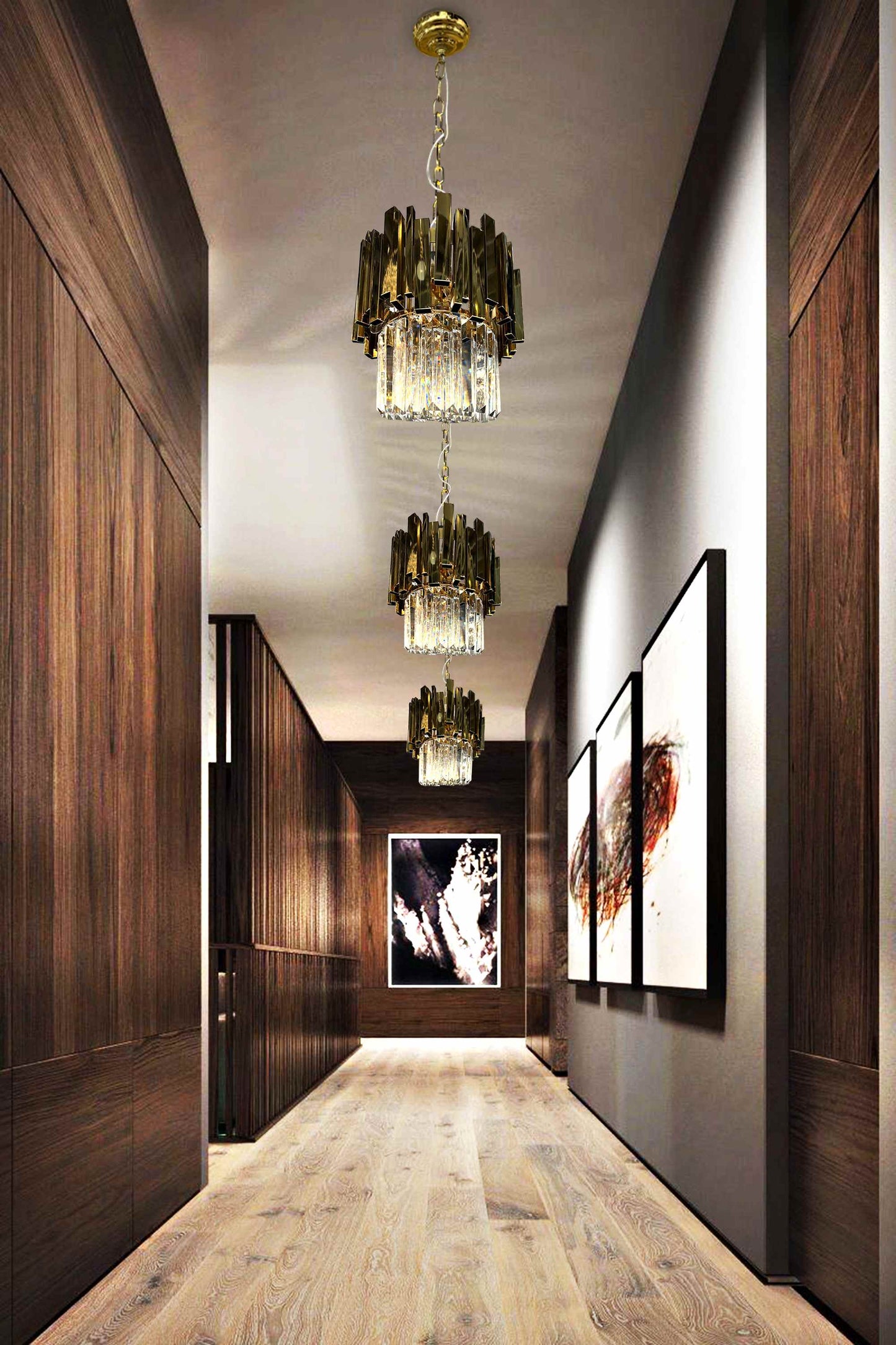 Luxury Chandelier 11" Wide Crystal LED 4-Light Pendant Light